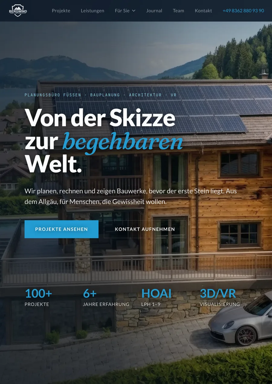 Bergwind Ingenieurbüro auf dem Tablet